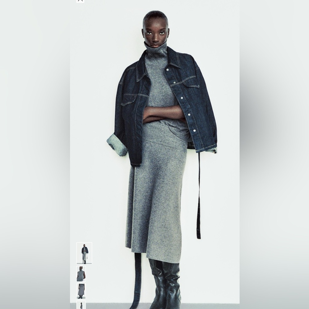 Zara gold knit skirt set sz S